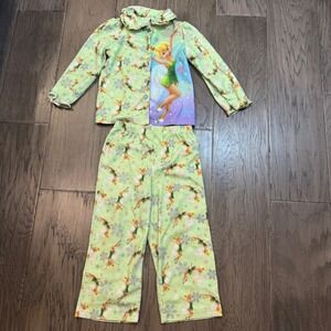 Disney Tinkerbell Green Pajamas Set Toddler Girls Size 4T 2 Piece